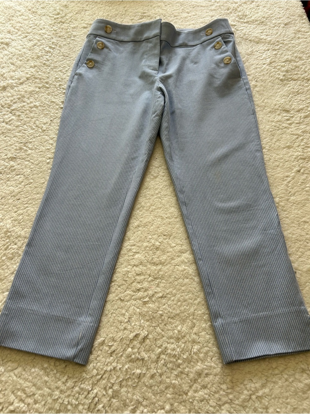 LOFT Light Blue Pinstripe Sailor-Inspired Pants